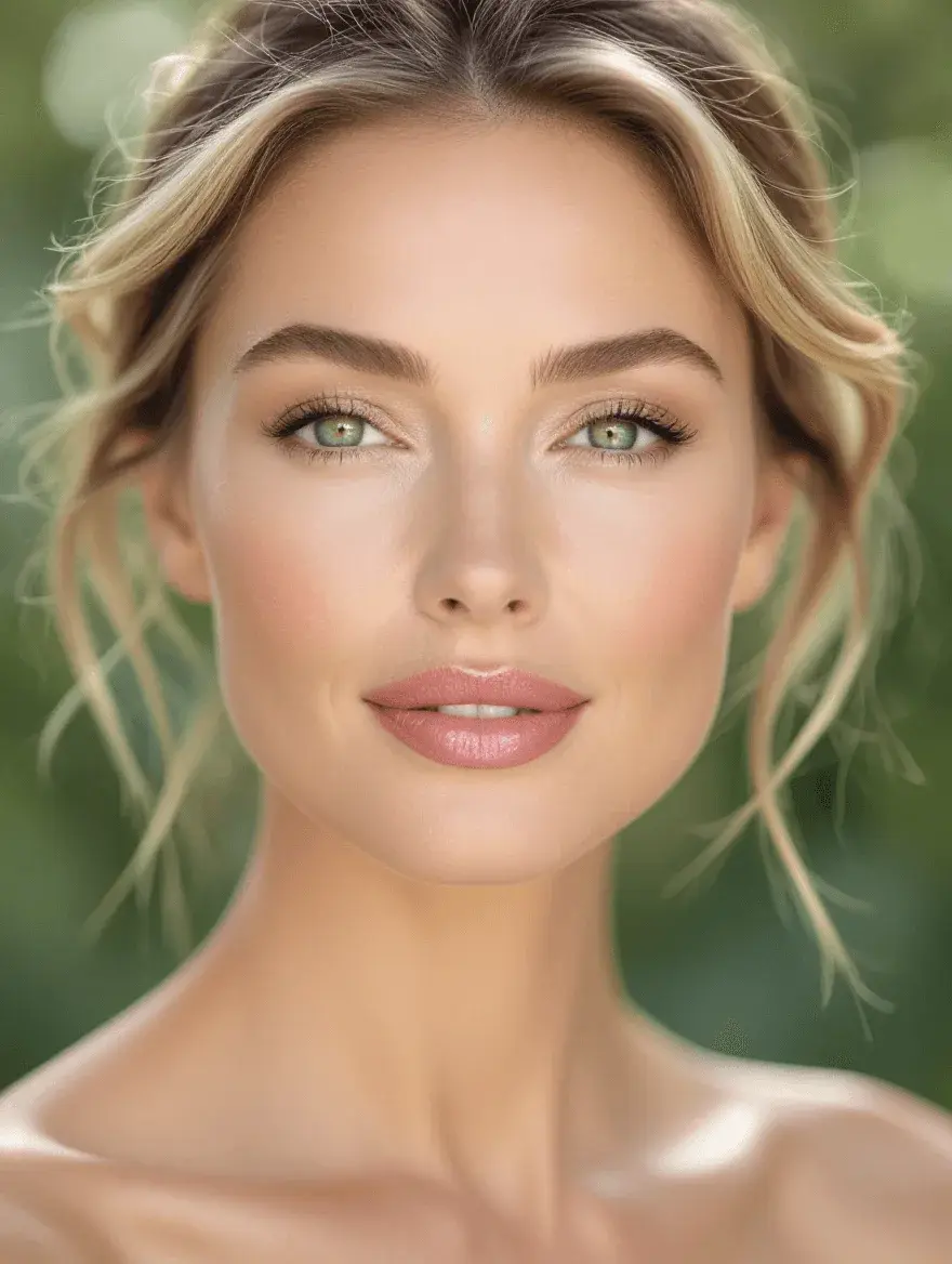 Close-up of mature, hydrated skin with a natural glow and smooth texture under soft natural light