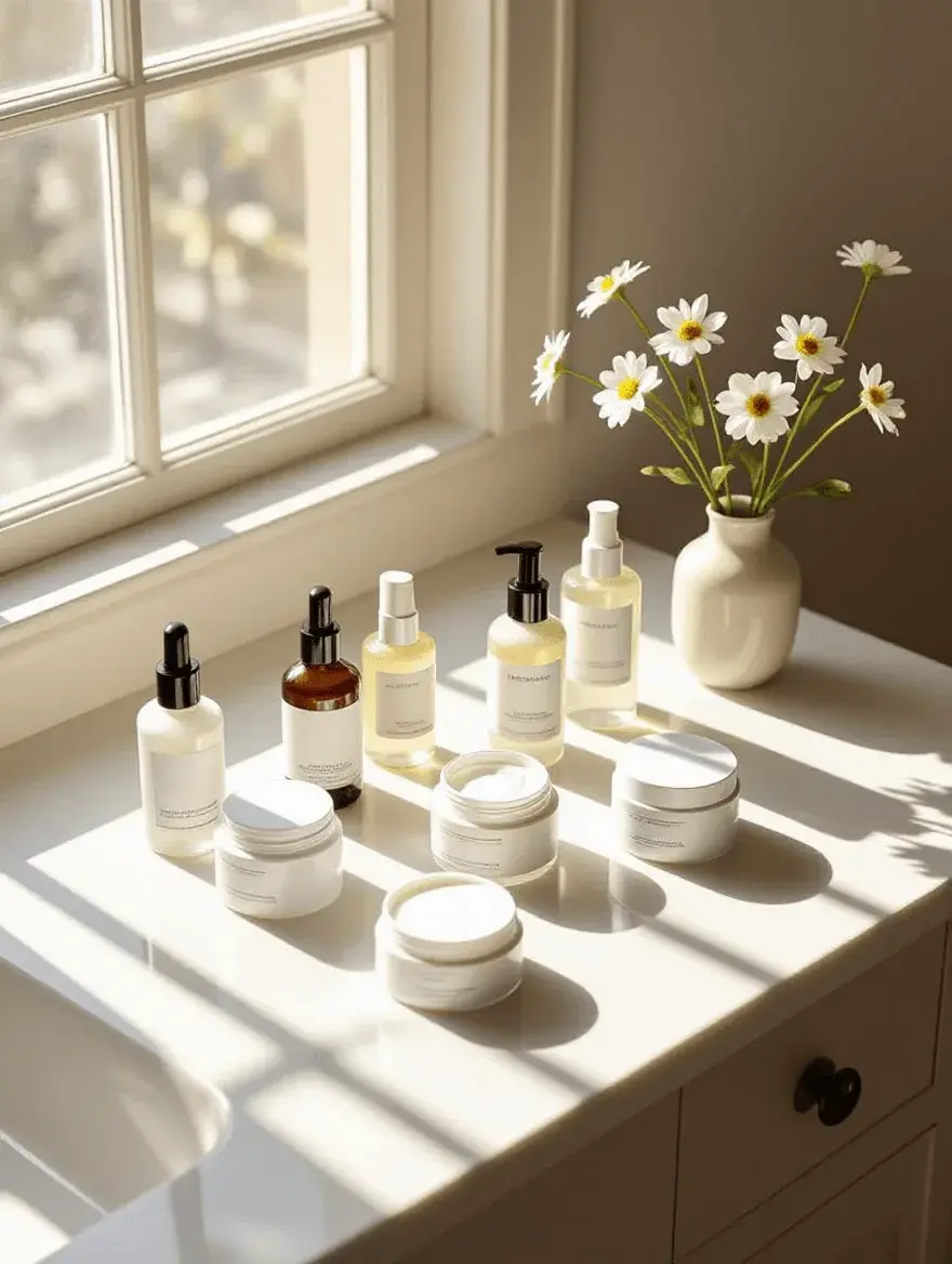 Strategic morning skincare routine arrangement for menopausal skin protection