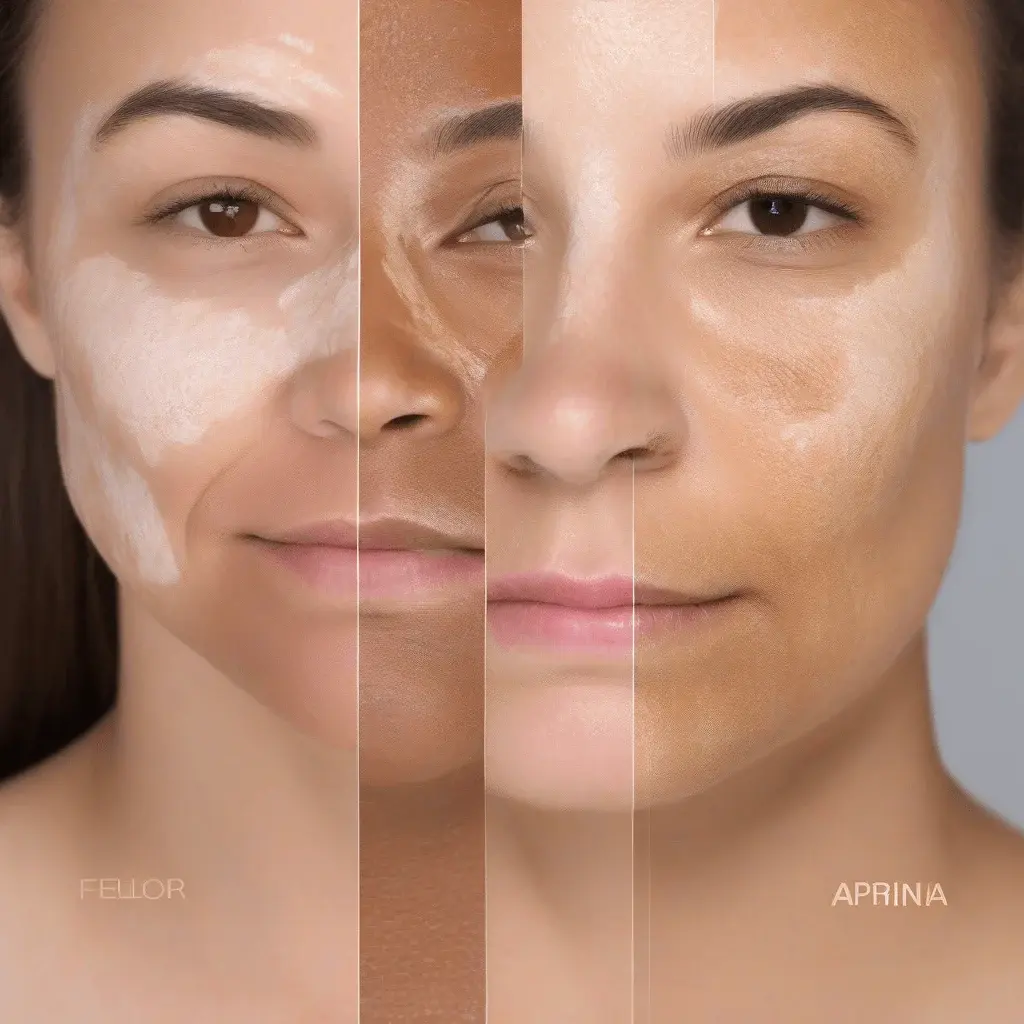 Progressive coverage demonstration showing three-layer concealer method for hyperpigmentation