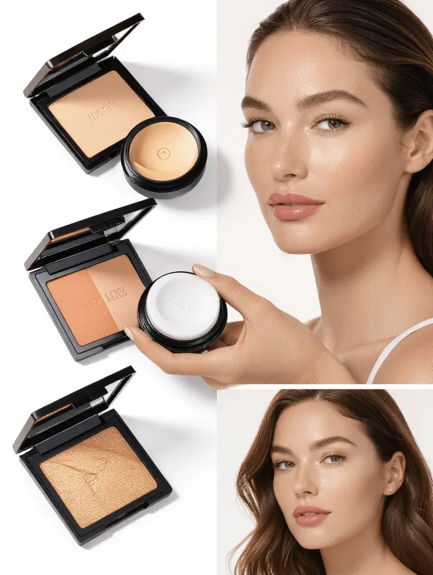 Application technique demonstration for drugstore foundation on mature skin