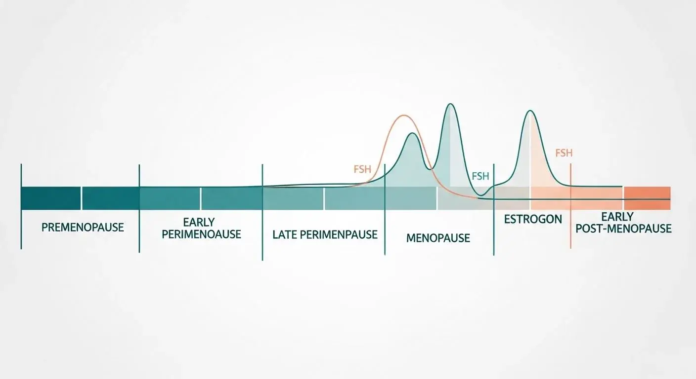 Stages of menopause chart showing all 7 phases from premenopause to post-menopause