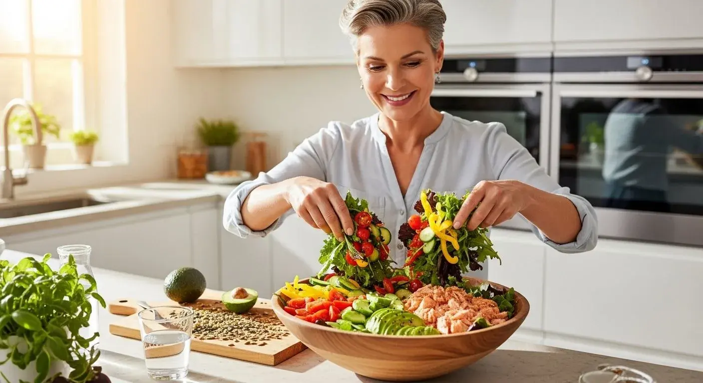 Woman preparing a menopause-supportive meal at home