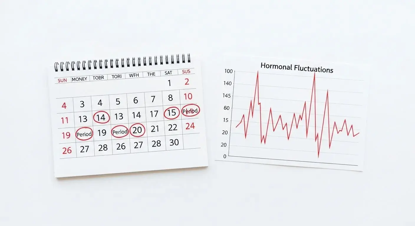 Illustration of irregular period cycles during perimenopause