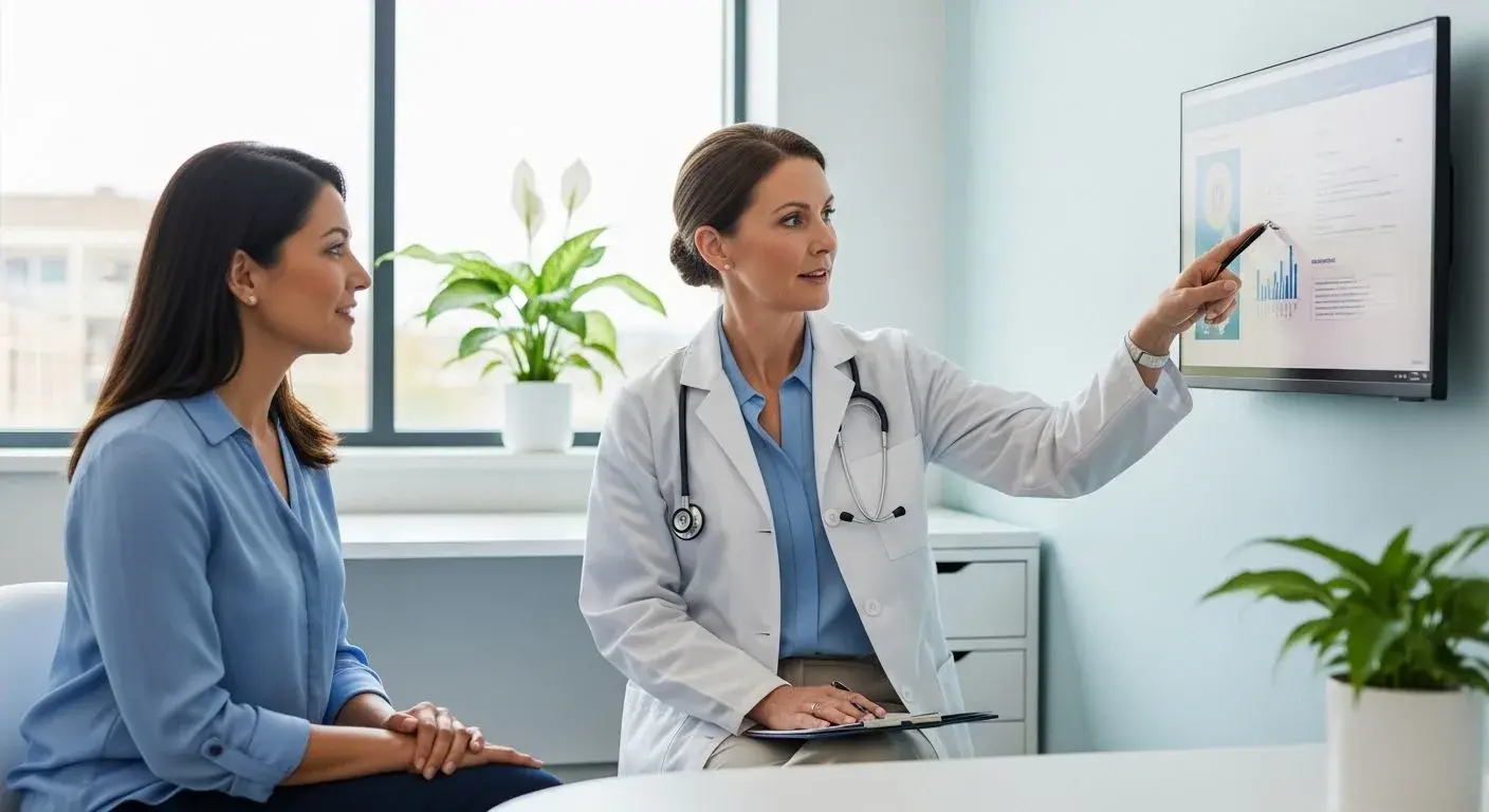 Woman consulting a doctor about menopause treatment options