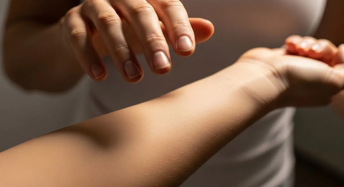 Woman experiencing skin crawling sensation of formication during perimenopause