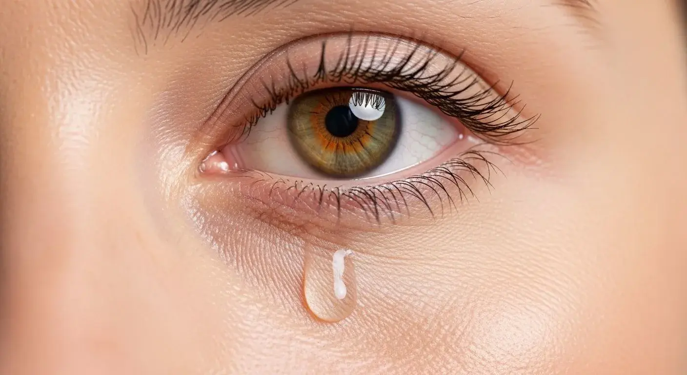 Applying eye drops to treat perimenopause dry eye and blurred vision