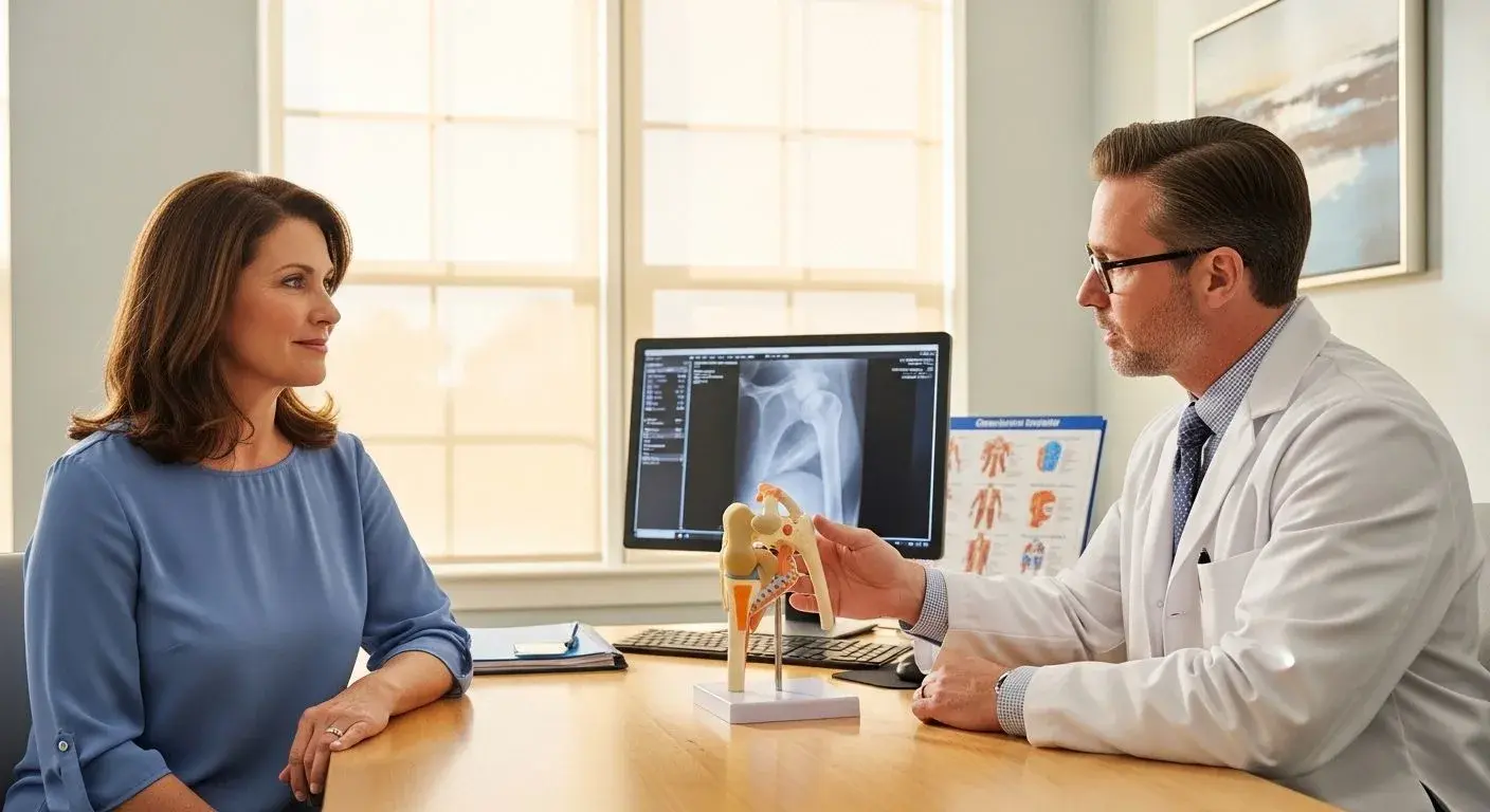 Patient consulting with an orthopedic shoulder specialist