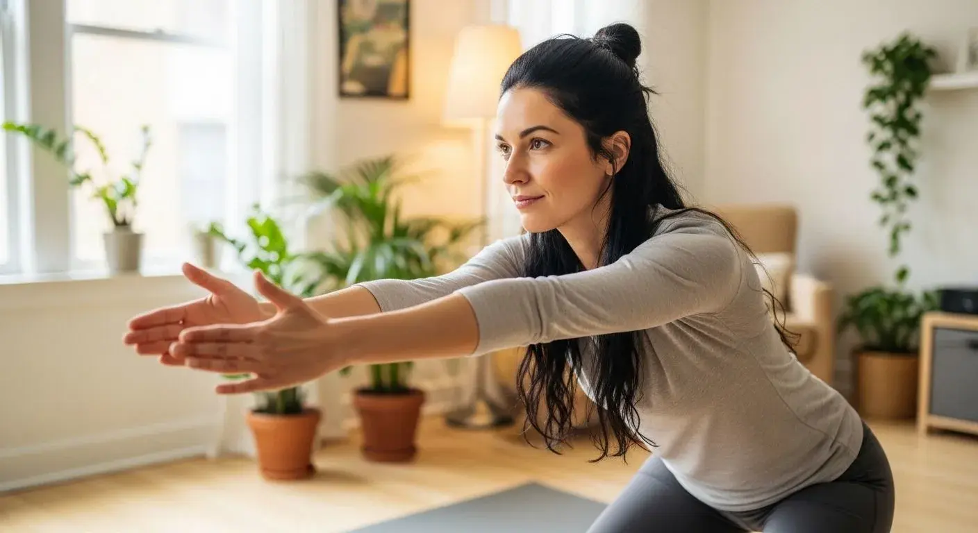 Woman maintaining shoulder mobility to prevent recurrence of frozen shoulder