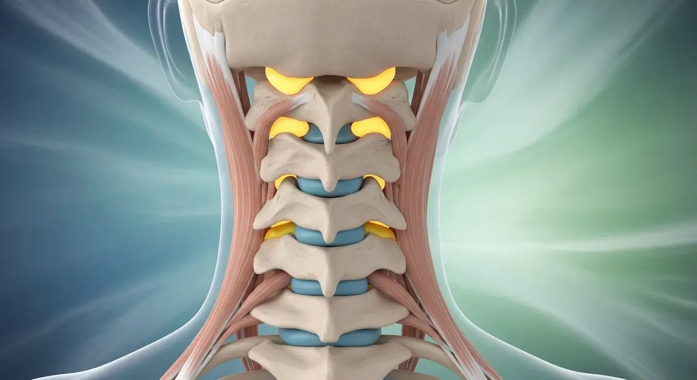 Illustration of cervical spine affected by estrogen decline during perimenopause