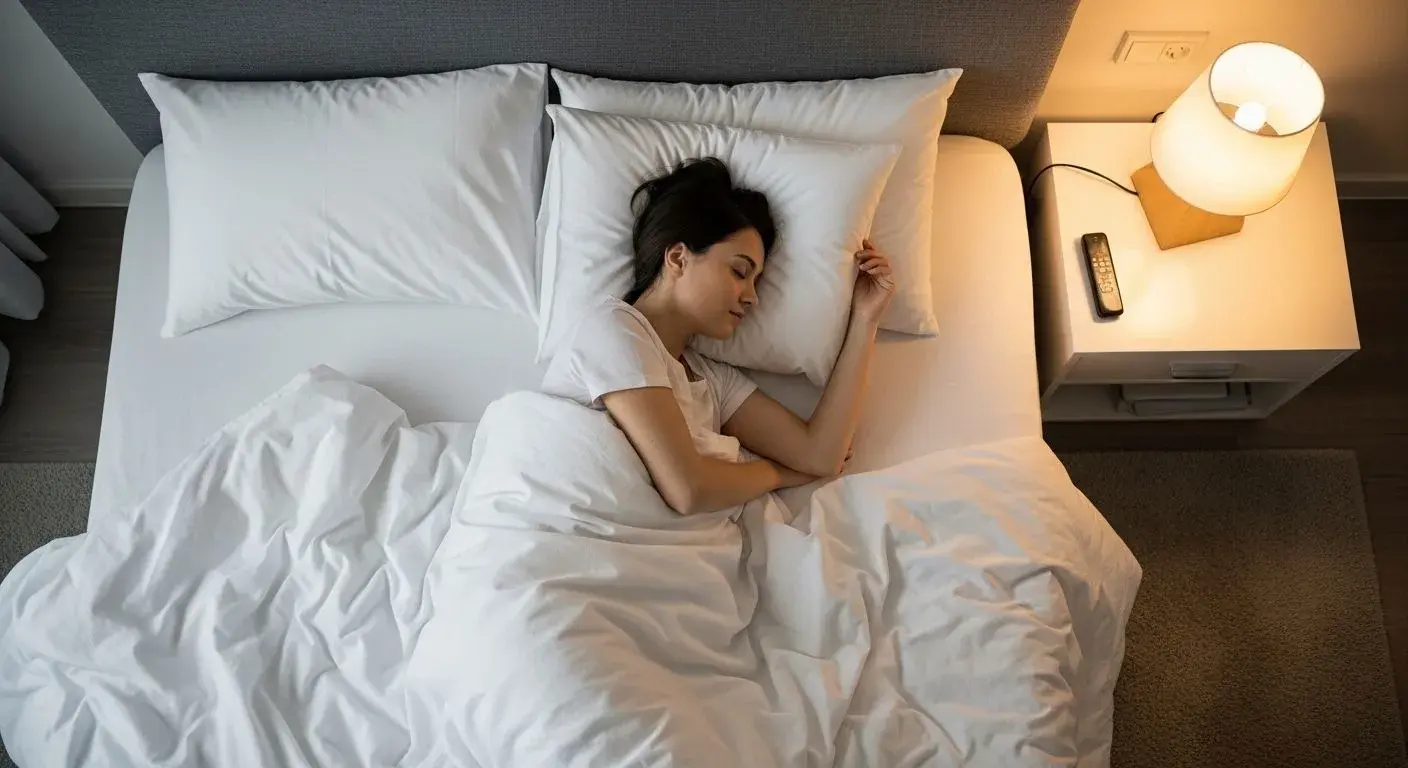 Sleep setup showing pillow support for frozen shoulder pain relief