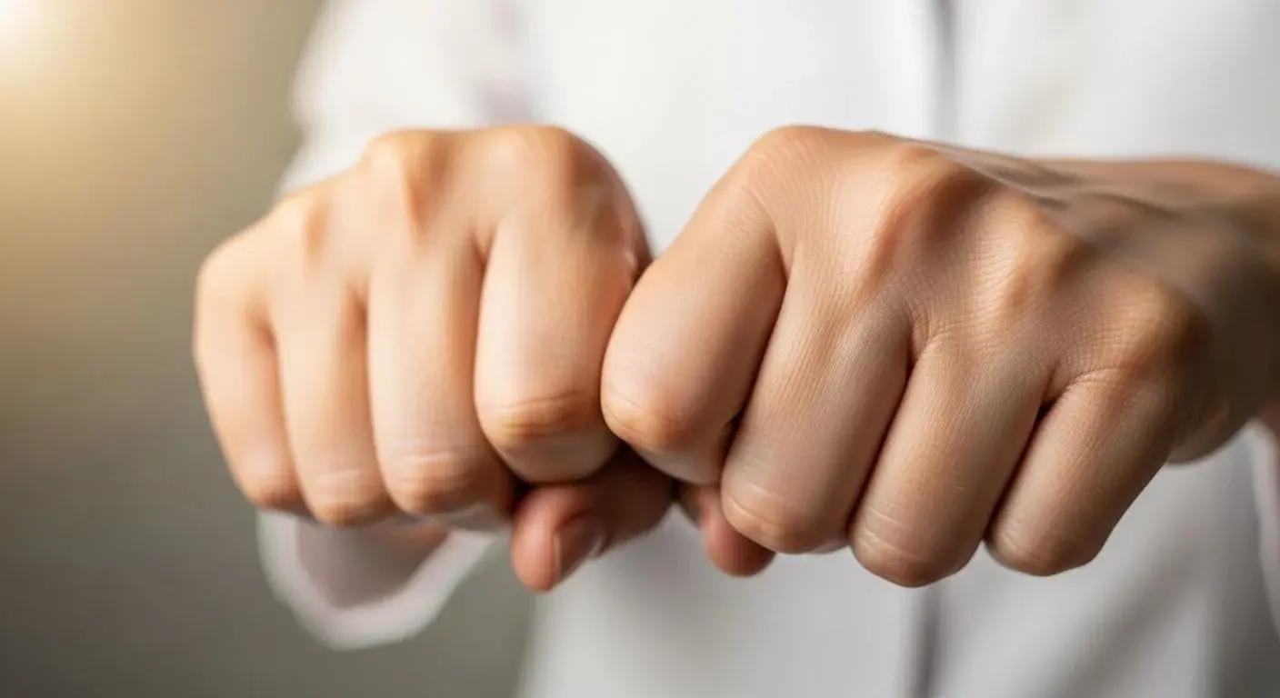 Close-up of swollen hand joints associated with menopause joint pain