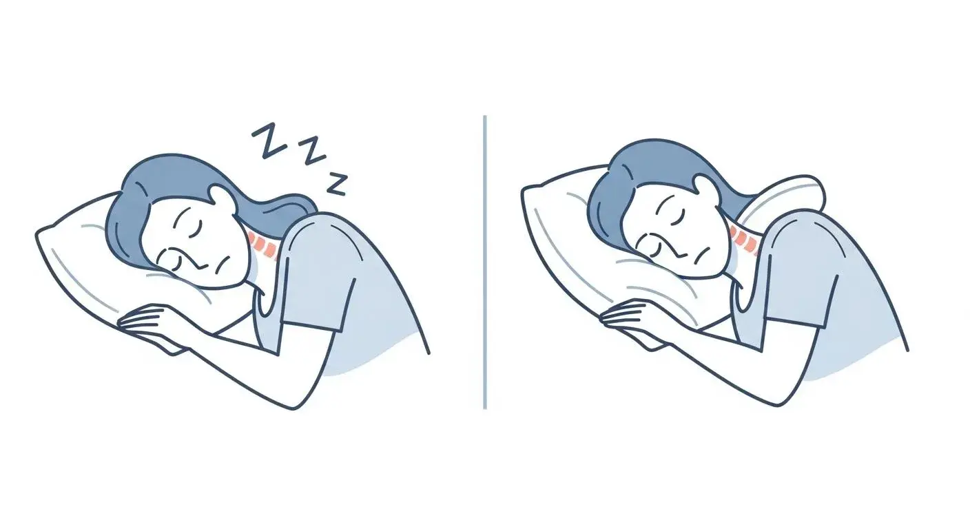 Comparison of problematic vs recommended sleeping positions for shoulder stiffness
