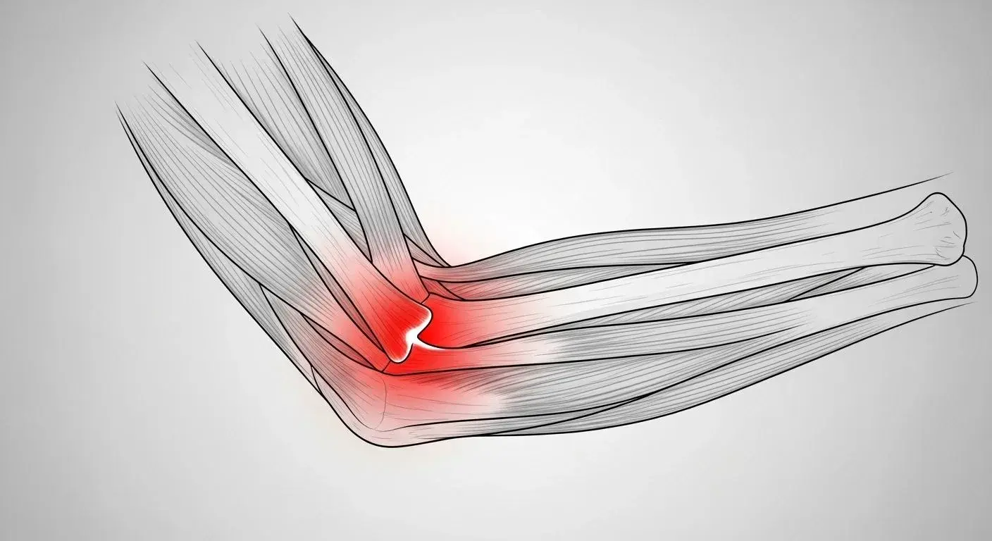 Anatomy of lateral epicondylitis tennis elbow showing tendon inflammation at the elbow