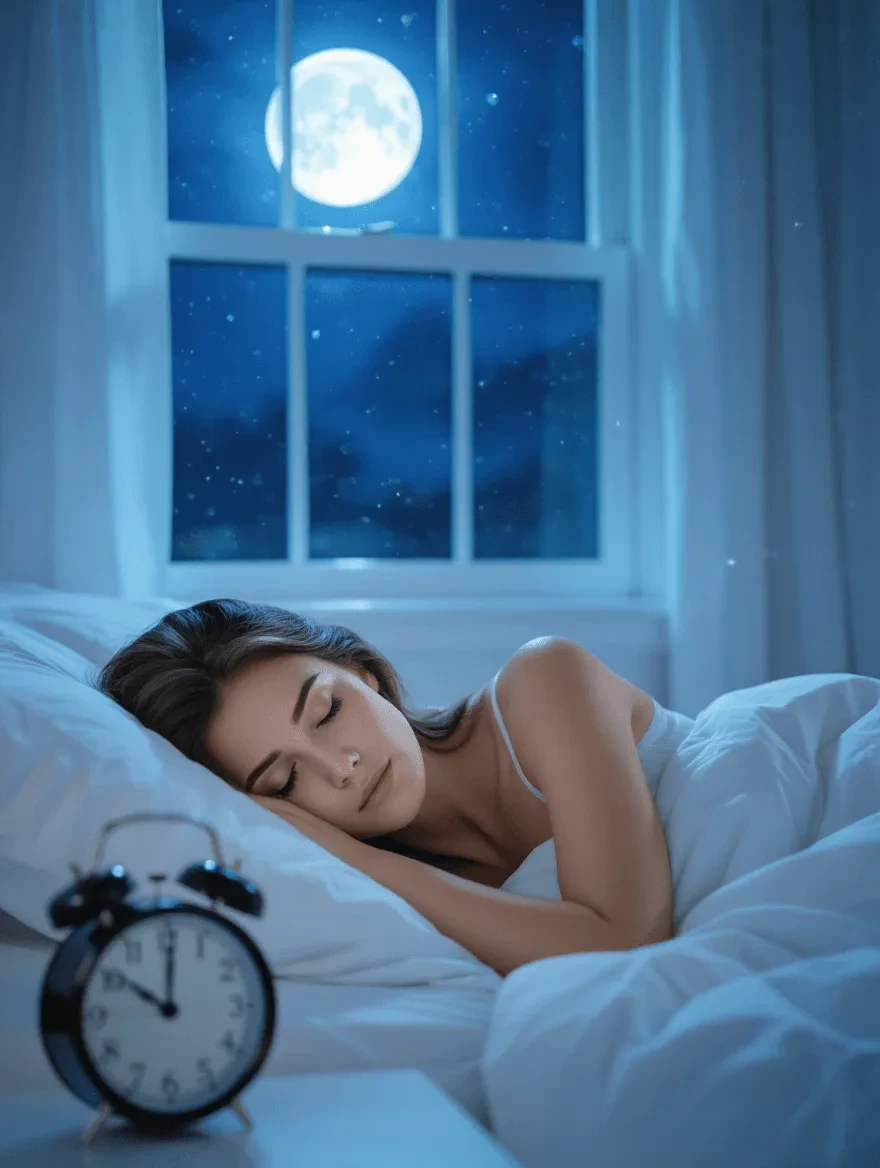 Woman awake in bed during early morning hours representing perimenopause insomnia