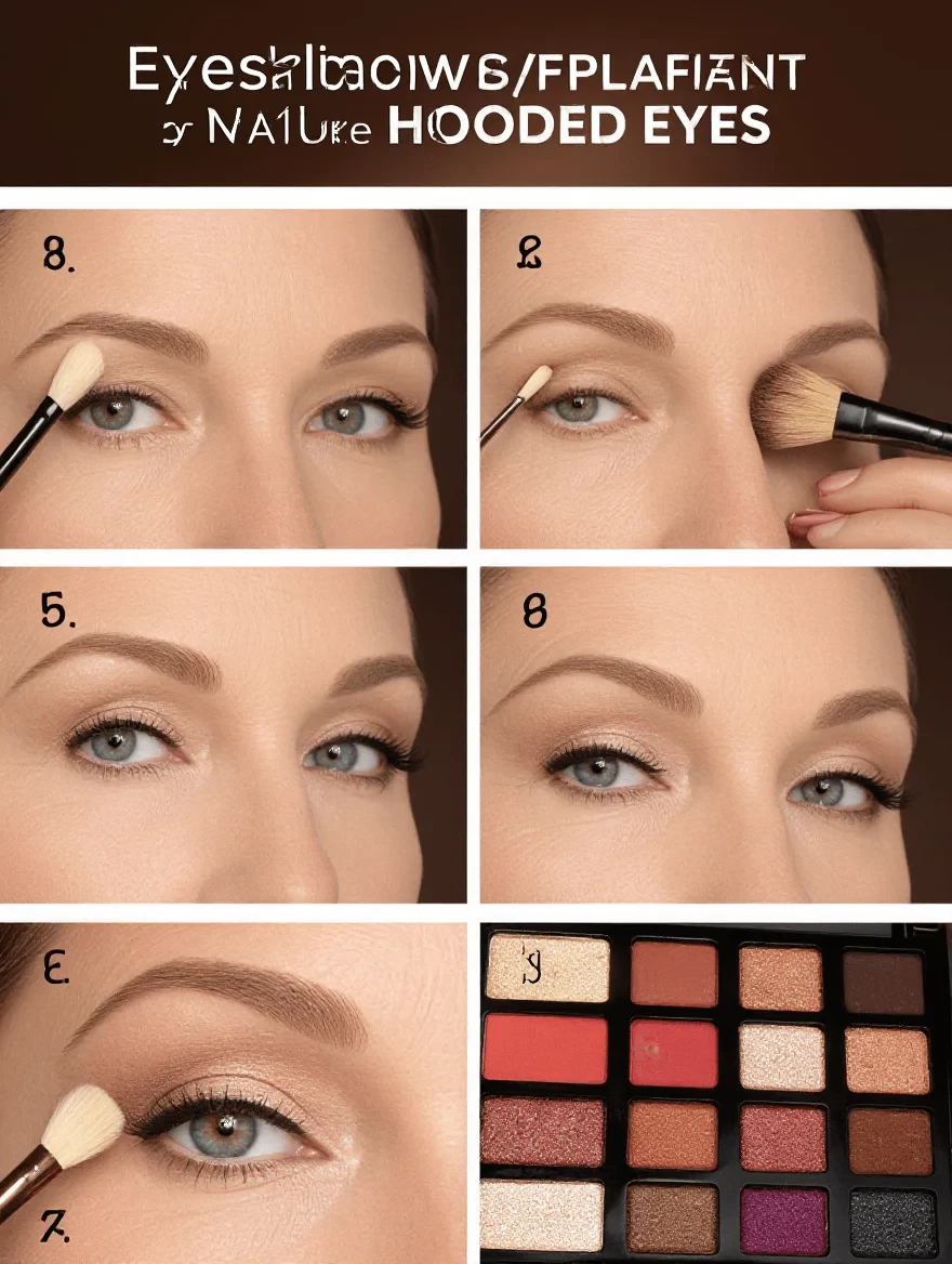 Proper eyeshadow placement technique for hooded mature eyes showing color application