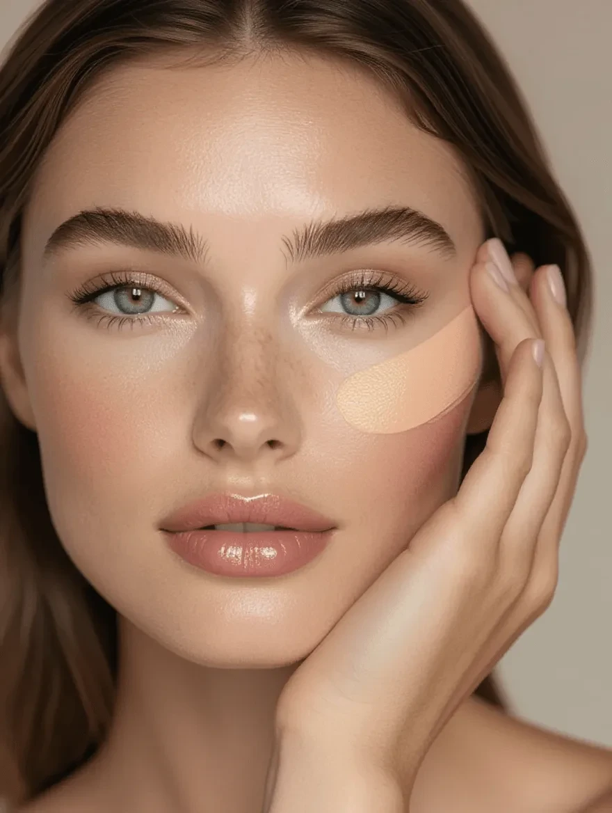 Before and after comparison of under-eye concealer application on fair skin showing effective dark circle coverage