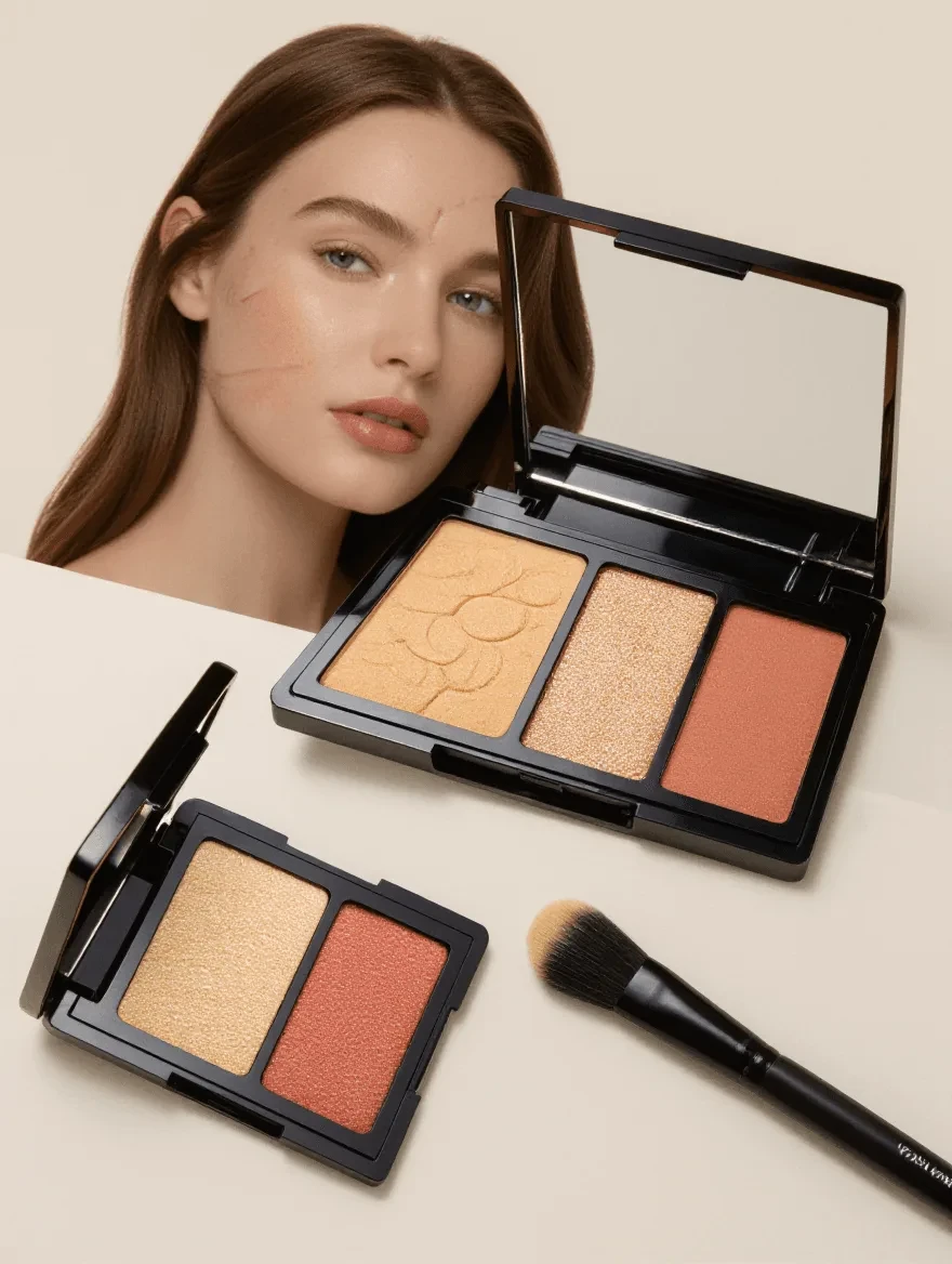 Close-up of precision concealer application technique for broken capillaries using detail brush