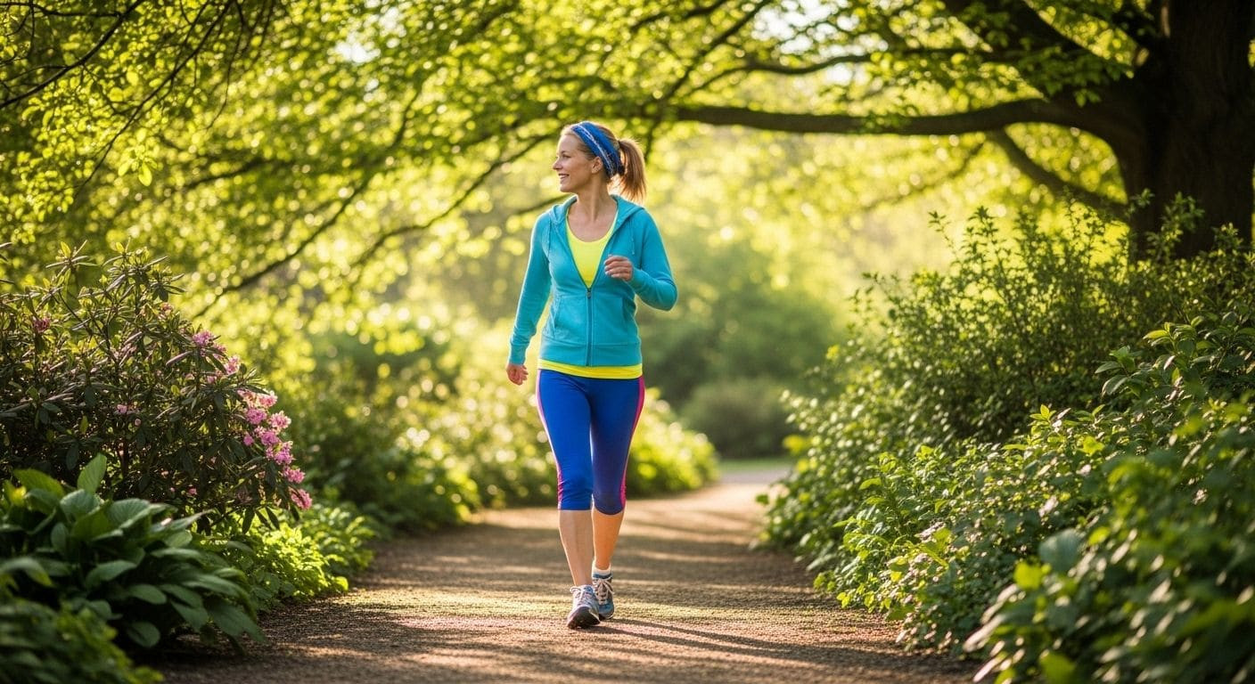 Woman exercising outdoors during menopause for weight management