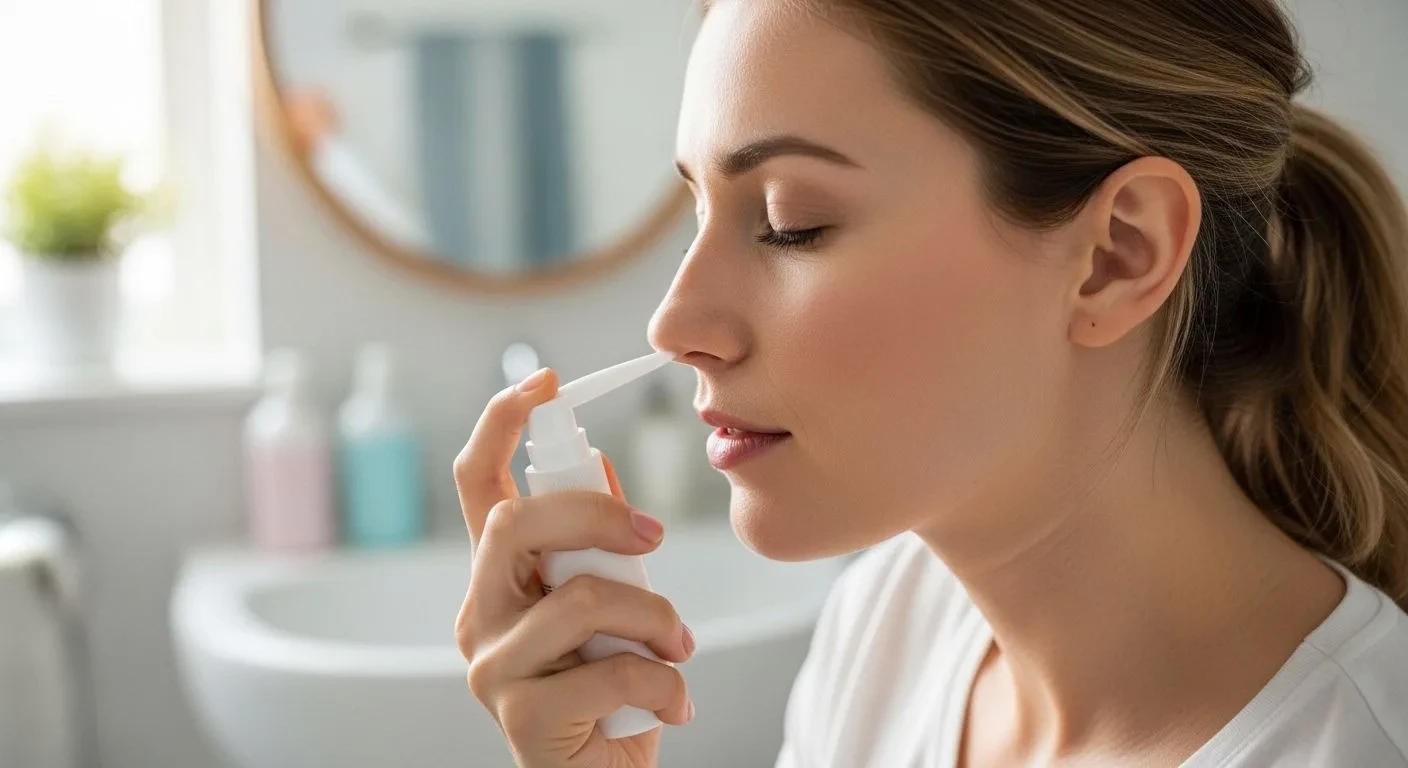 Using saline nasal spray to relieve perimenopause-related nasal dryness and sinus symptoms