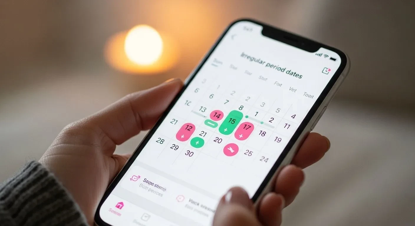 Cycle tracking app showing shorter gaps between periods in perimenopause