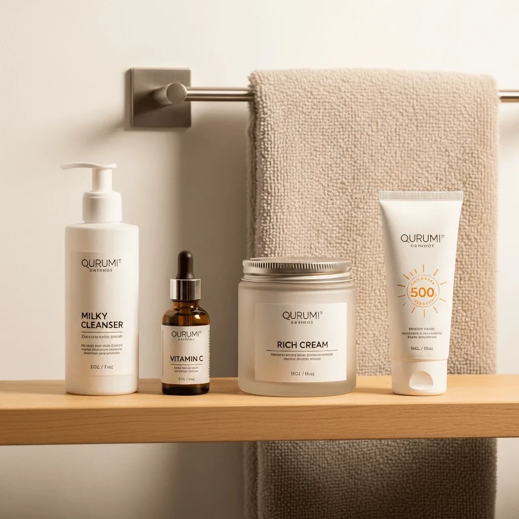 Curated skincare products for menopausal skin routine