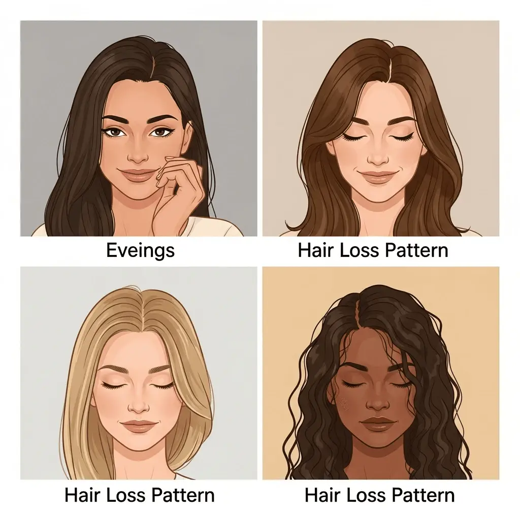 Illustration showing different patterns of menopausal hair loss