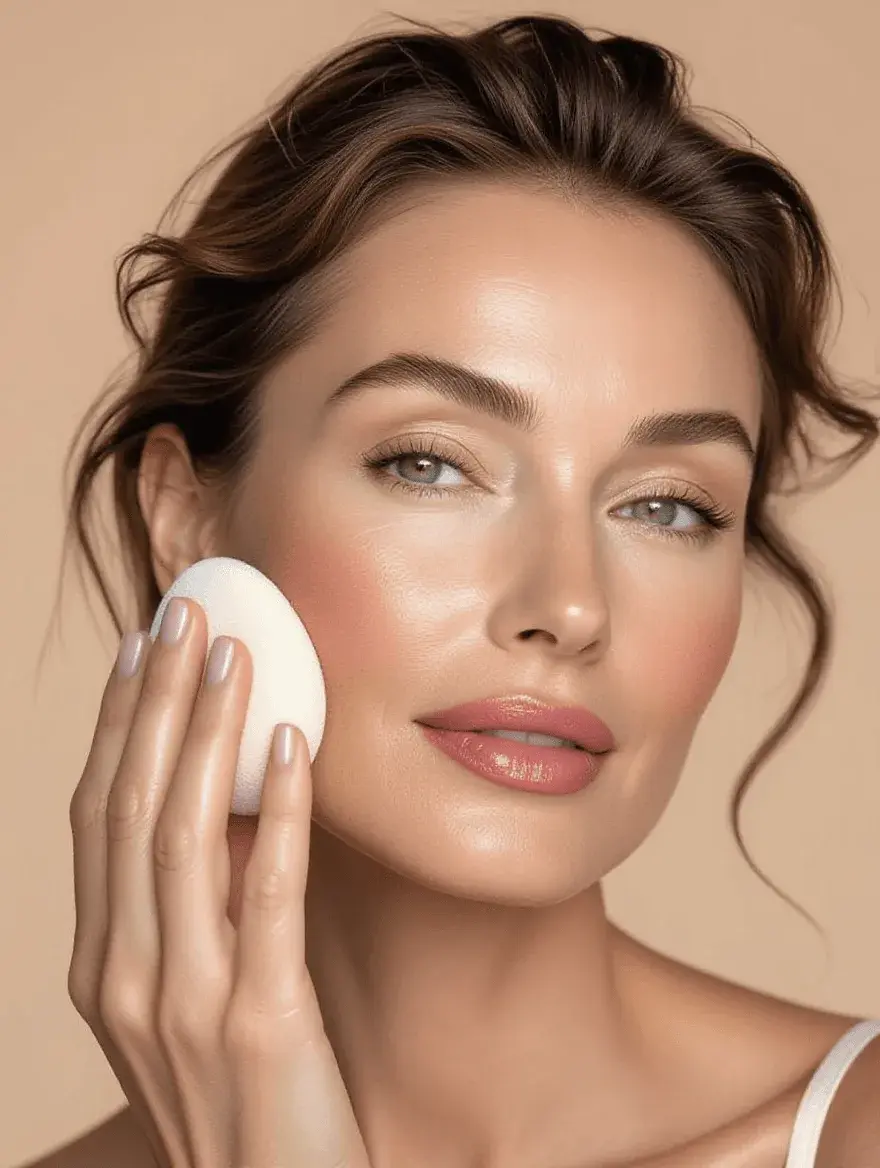 Proper makeup application technique for wrinkled skin using damp sponge