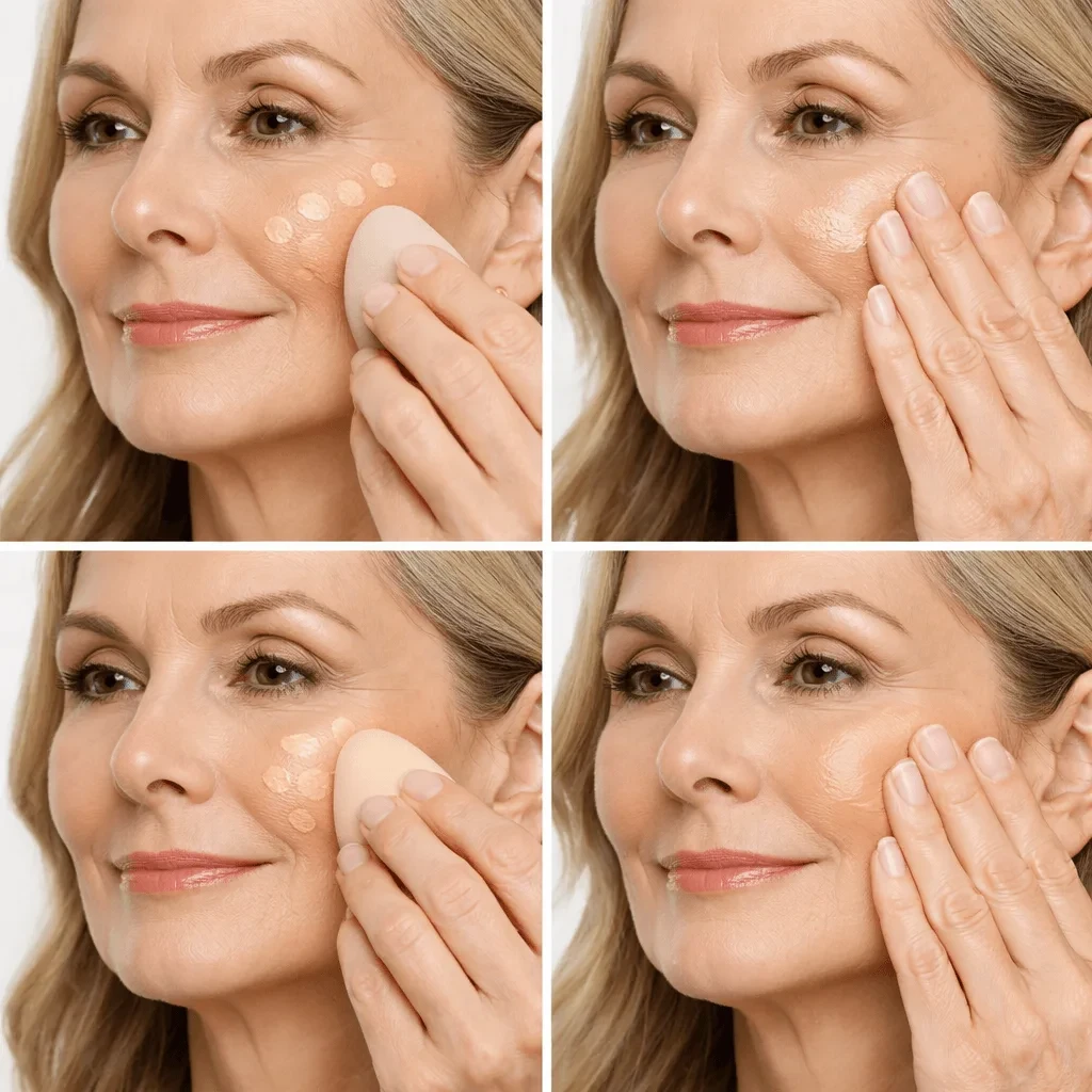 Proper foundation application technique to prevent settling into pores