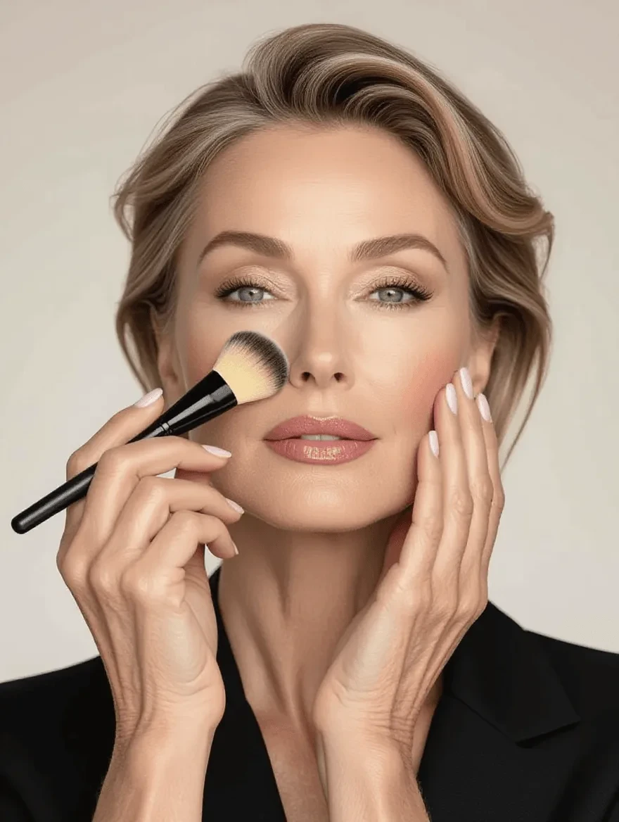 Professional application technique for foundation on mature skin using pressing method
