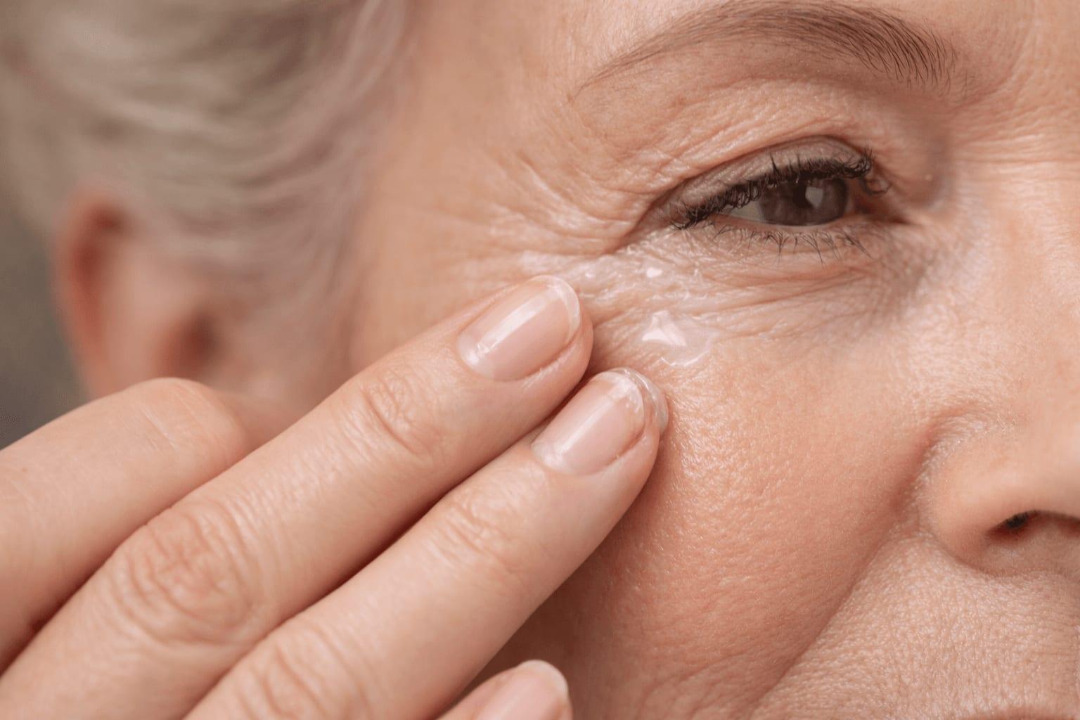 Professional primer application technique showing pressing motion into wrinkles