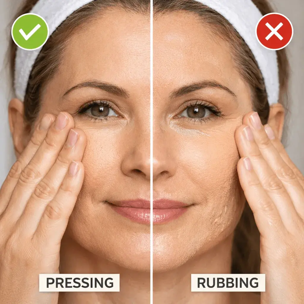 Proper versus improper cream foundation application technique on mature skin