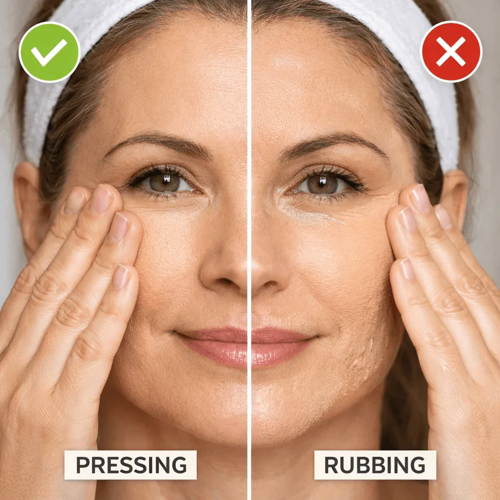 Proper versus improper cream foundation application technique on mature skin