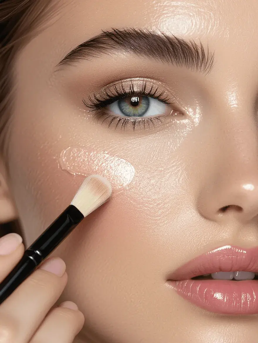 Stippling brush technique demonstration for precise scar concealer application