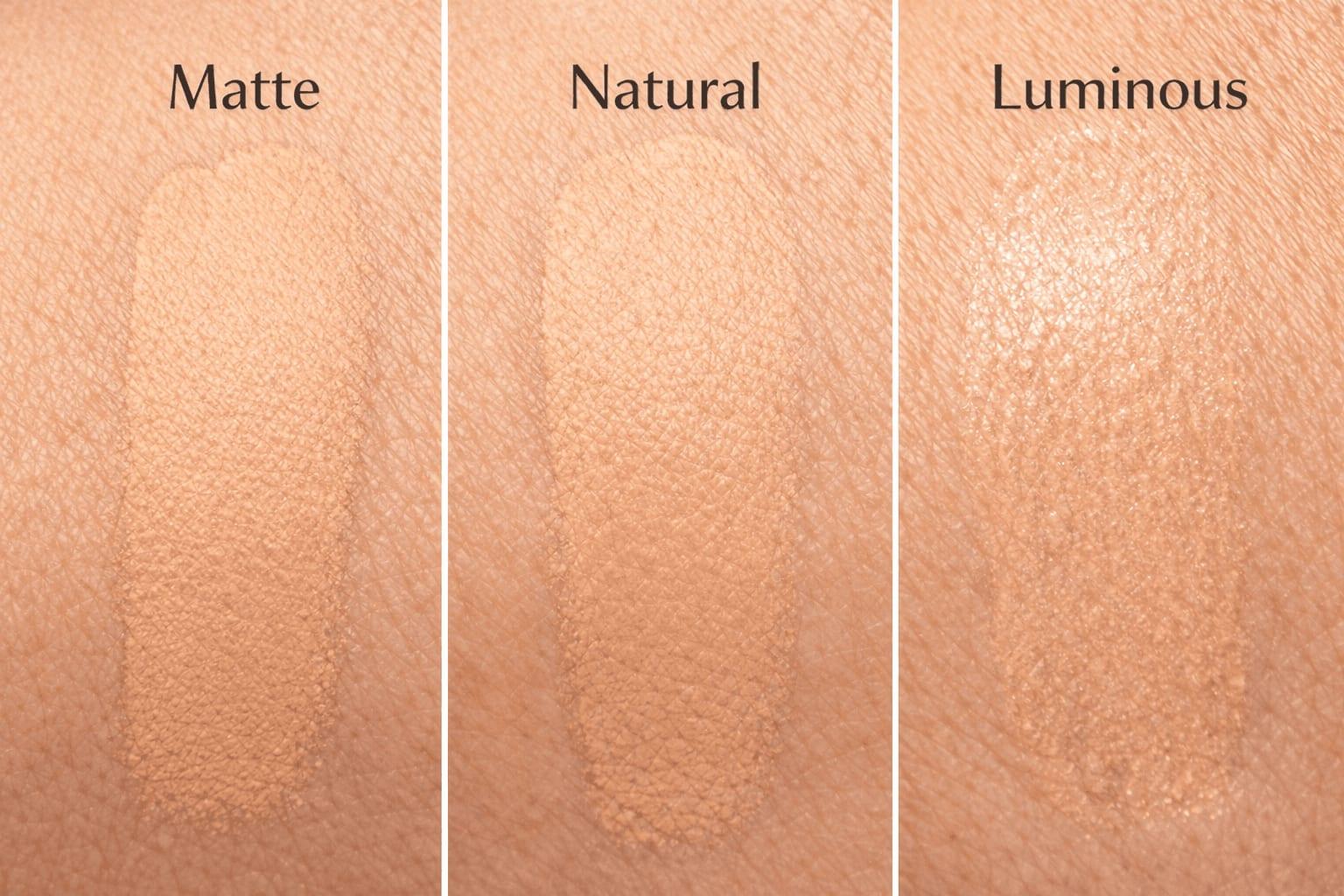 Comparison of Bobbi Brown foundation finish types on mature skin texture