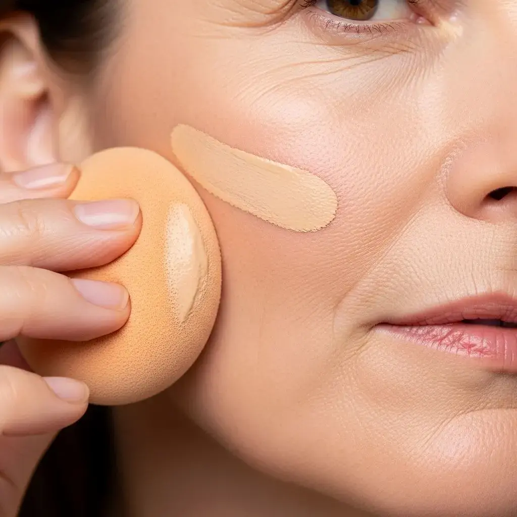 Proper lightweight summer foundation application technique for mature skin