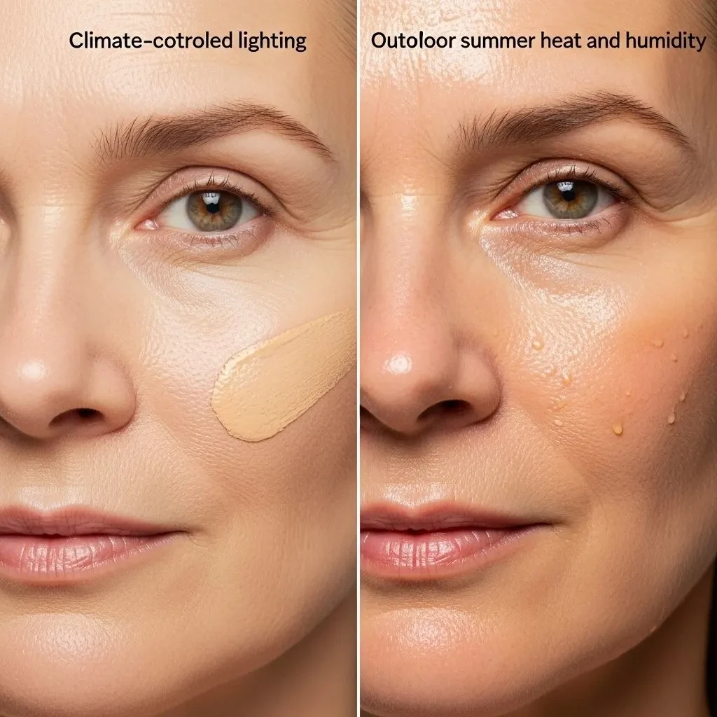 Comparison of foundation wear in cool versus hot humid conditions on mature skin