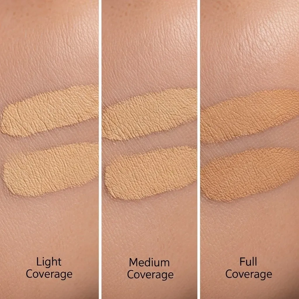 Comparison of MAC foundation formulas on mature skin showing different results