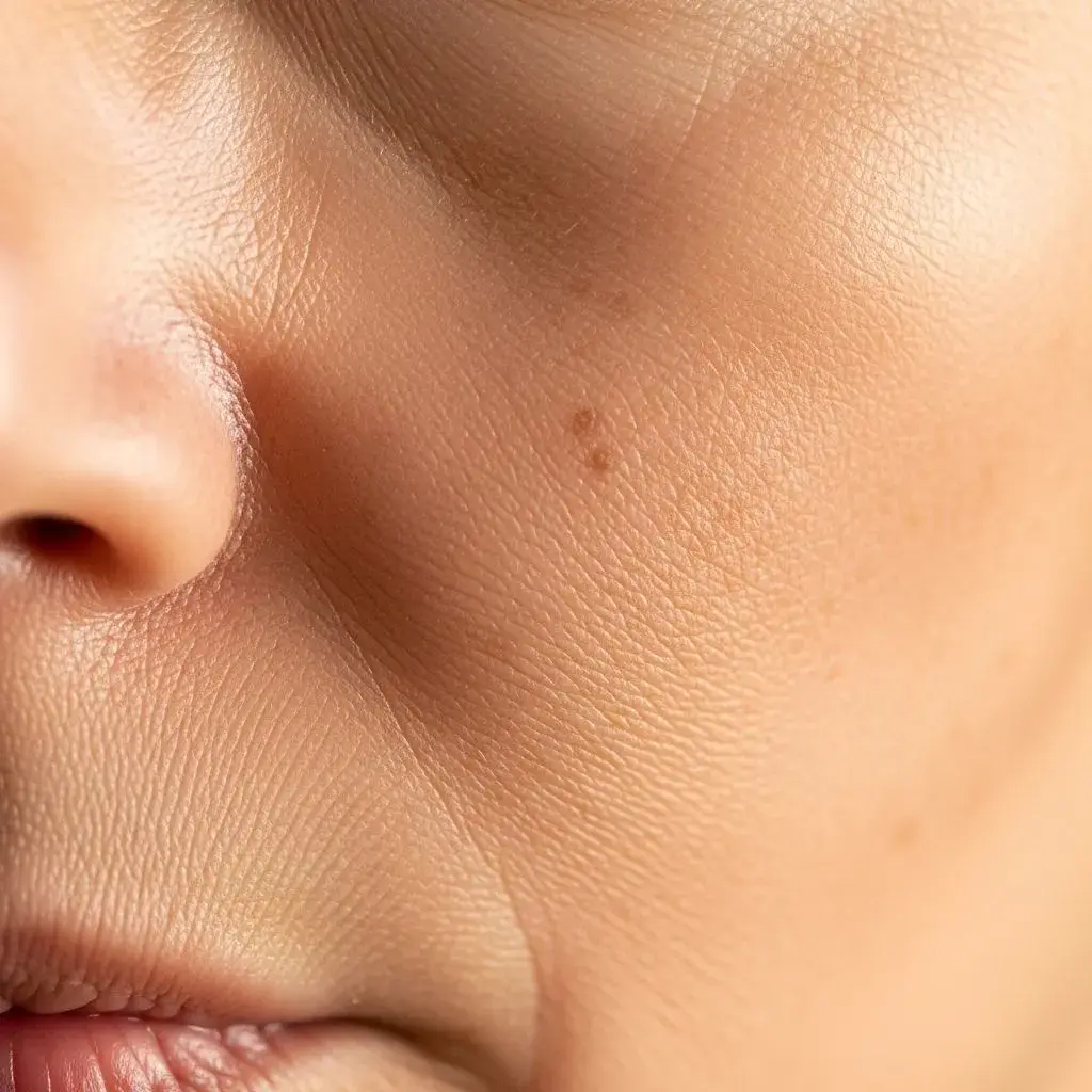 Natural menopausal skin showing texture and tone variations