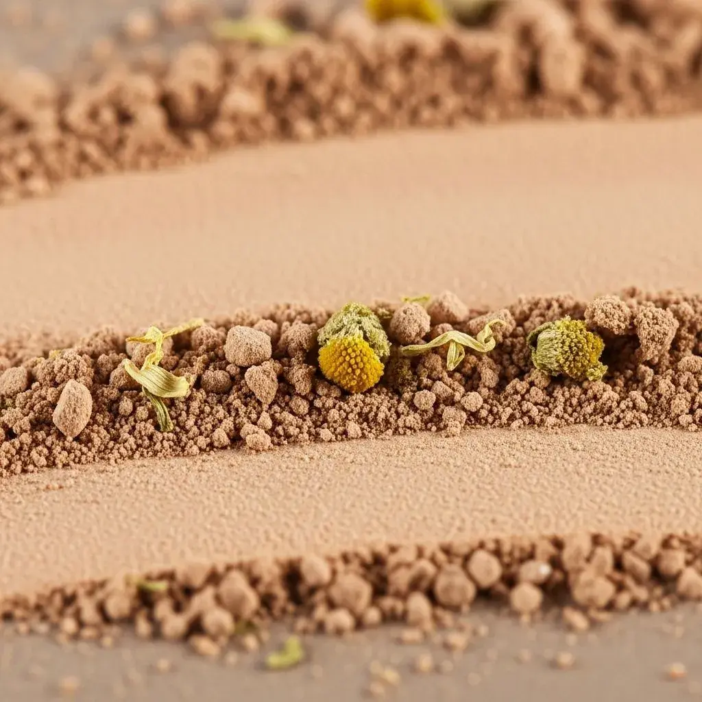 Close-up texture of clean natural mineral powder foundation showing pure ingredients