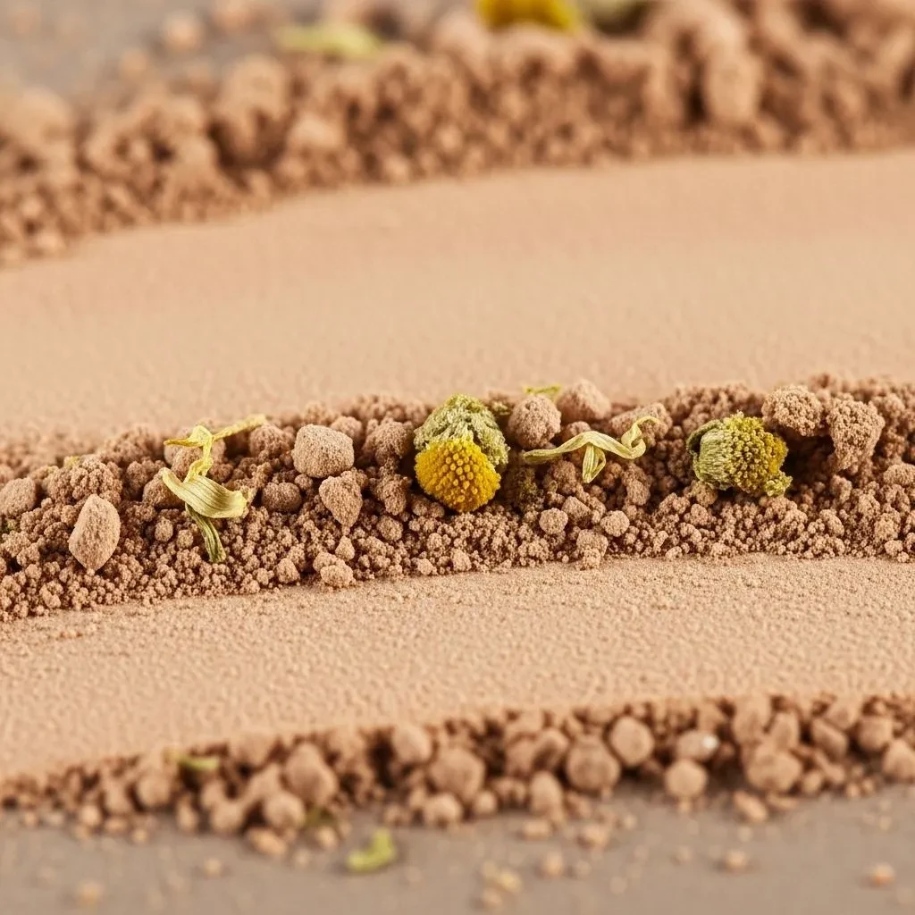Close-up texture of clean natural mineral powder foundation showing pure ingredients