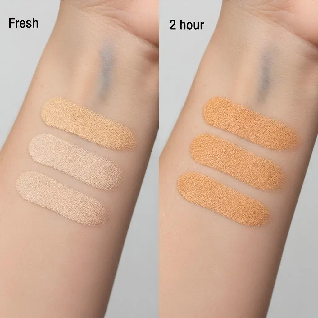 Foundation oxidation comparison on fair menopausal skin over time