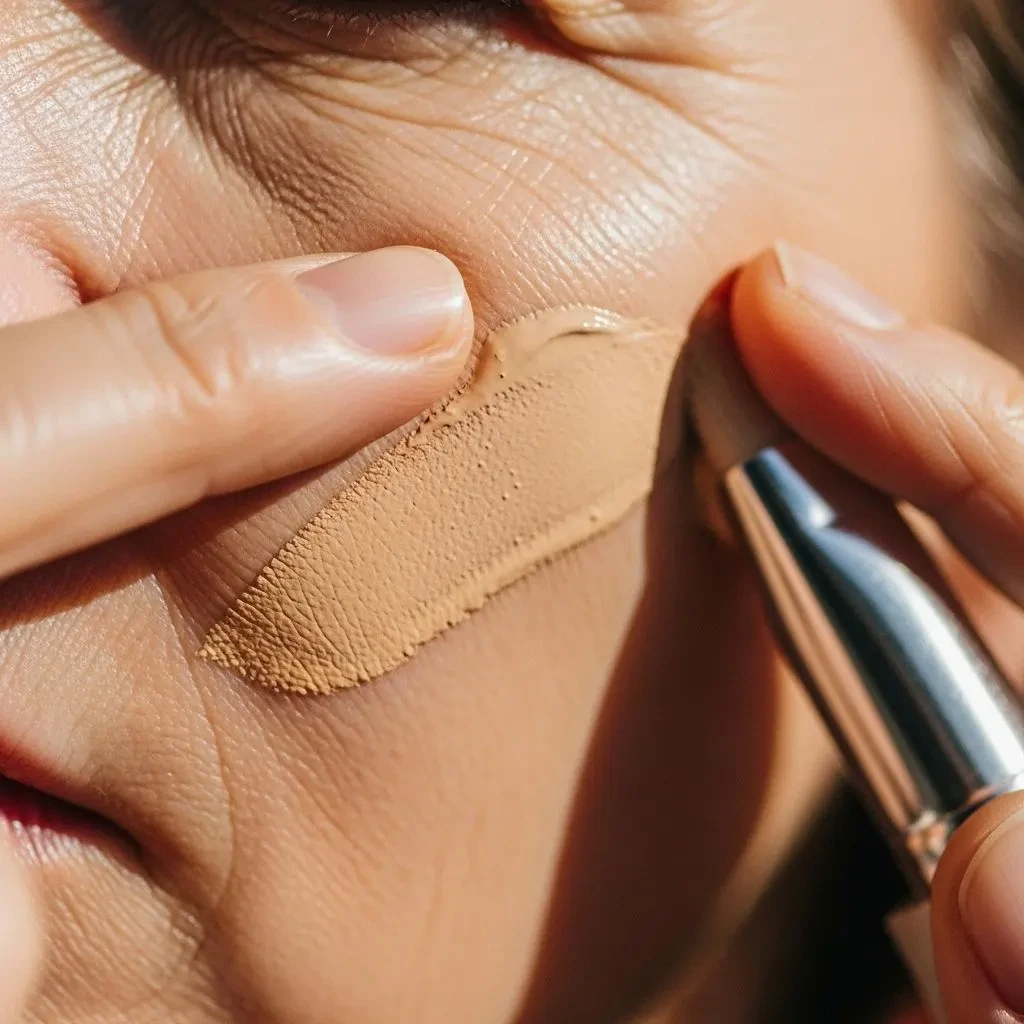 Application of tinted moisturizer on mature menopausal skin