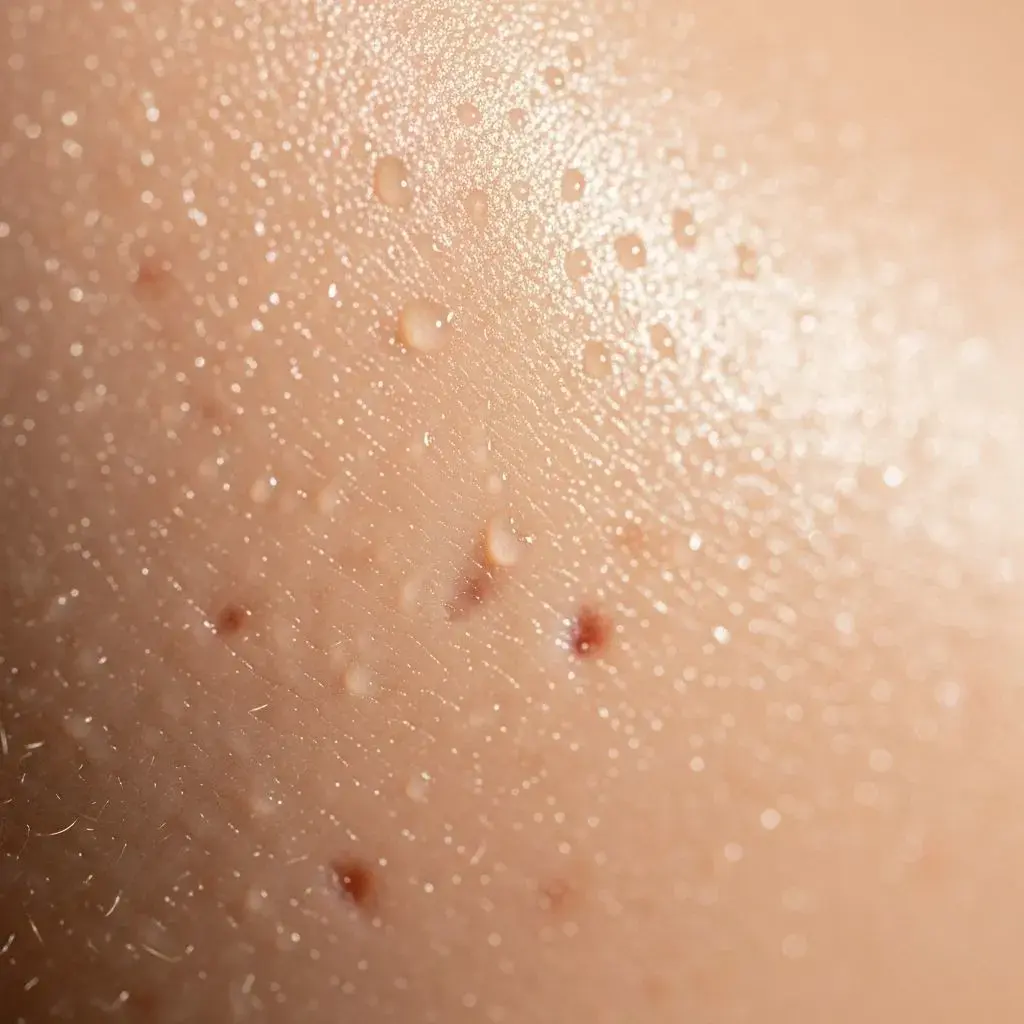 Balanced oily skin after proper hydrating mist application during menopause