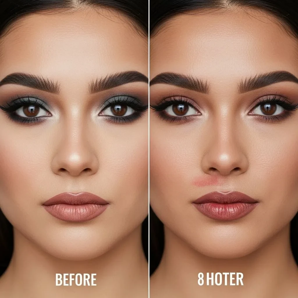 Comparison of makeup wear with and without setting spray after eight hours