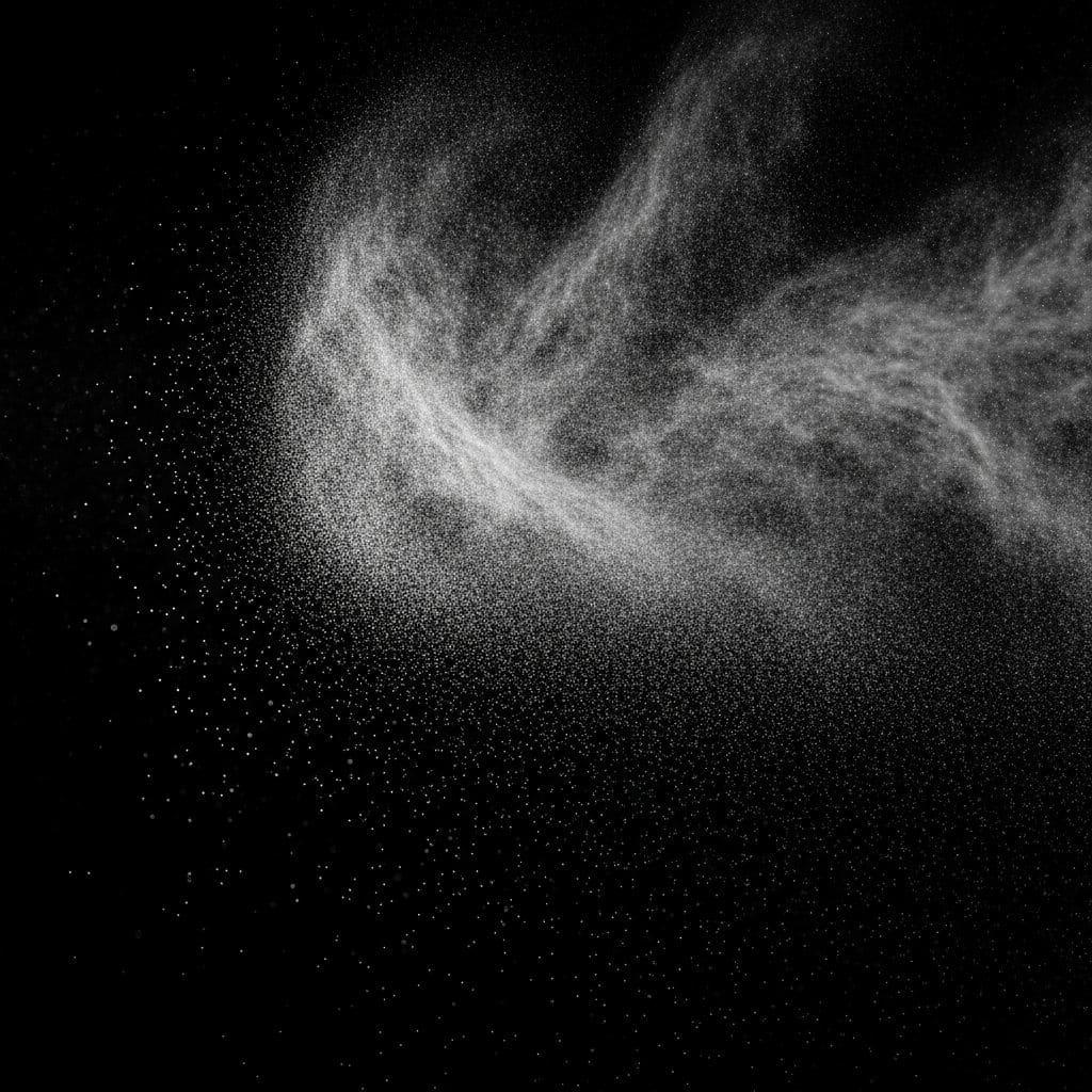 Close-up of setting spray mist showing fine particle distribution