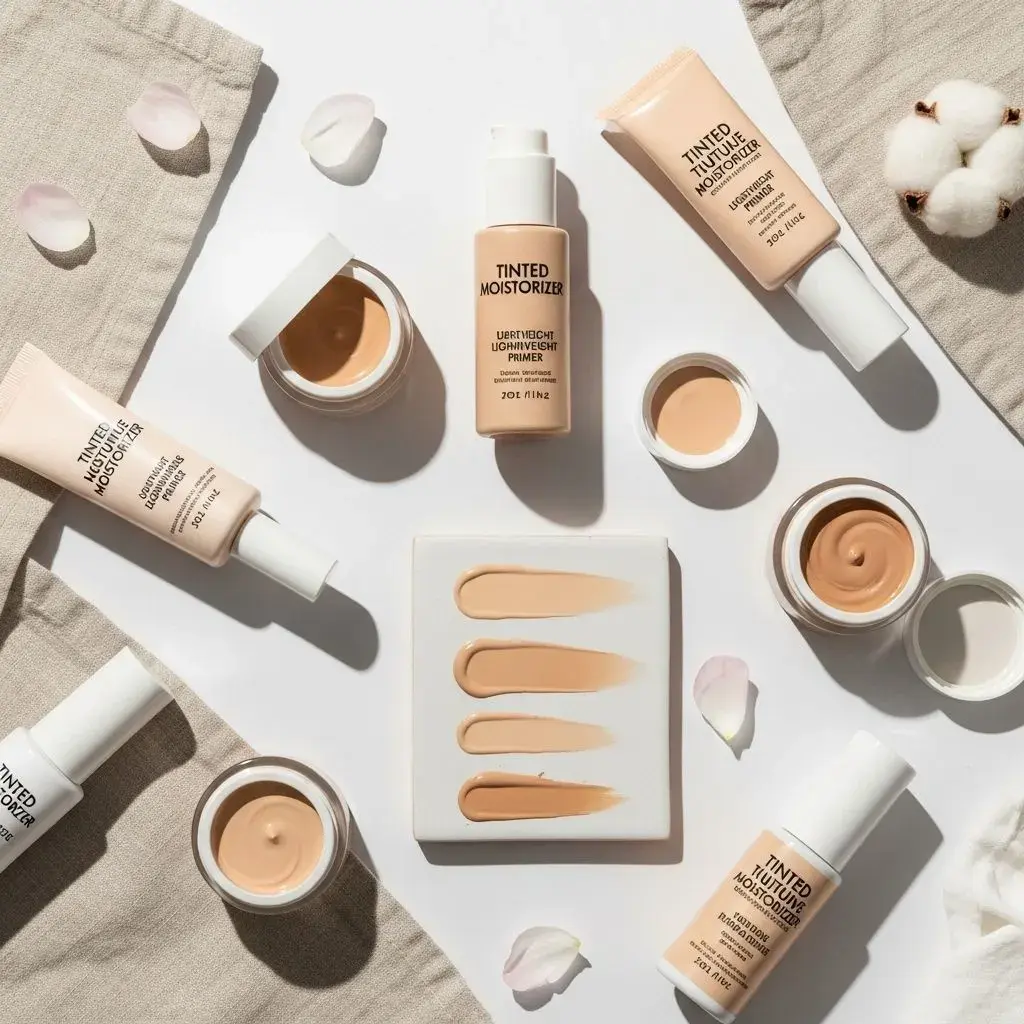 Compatible tinted moisturizer and primer products for menopausal skin