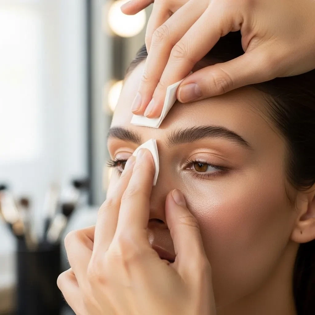 Proper blotting technique for controlling oil without disturbing makeup