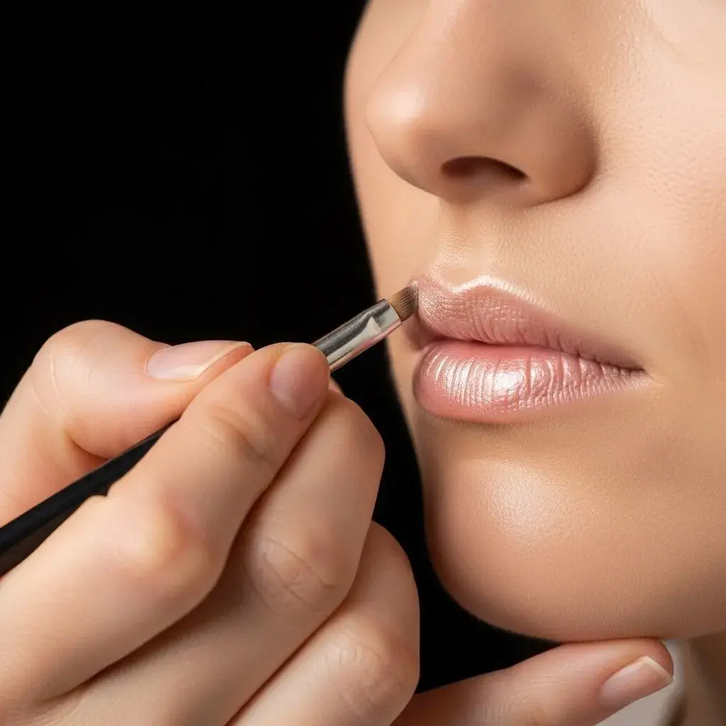 Professional technique applying illuminator to marionette line shadow area