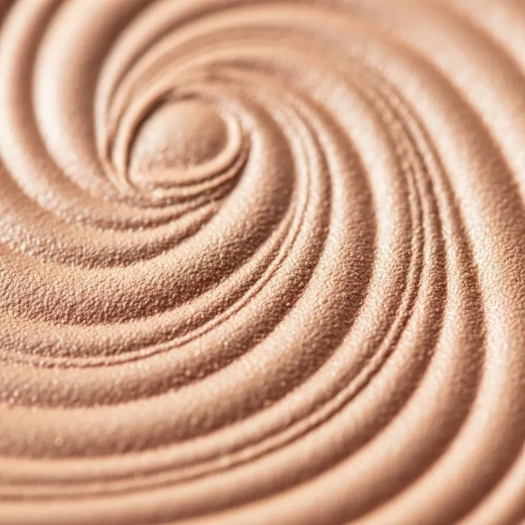 Detailed texture of Laura Geller baked powder foundation showing marbleized pattern