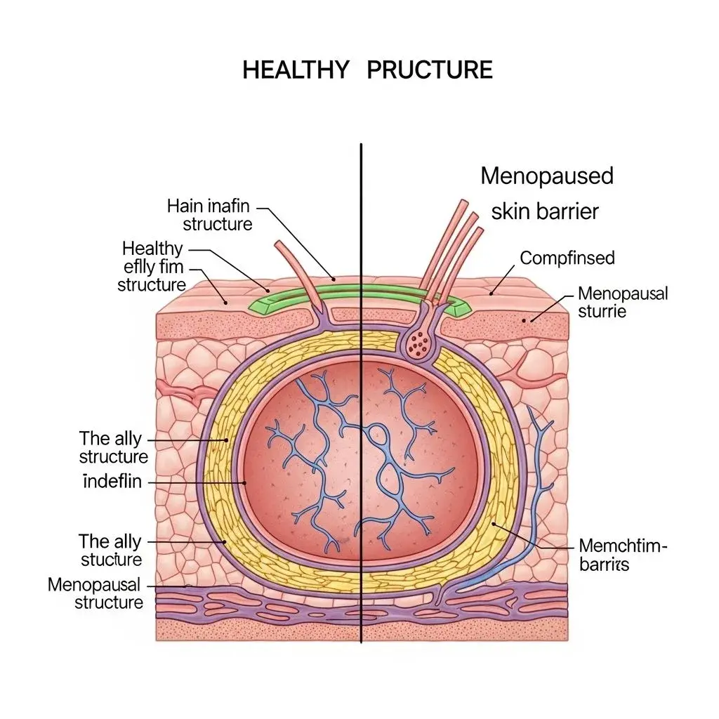 Comparison of normal skin barrier versus compromised menopausal skin barrier structure